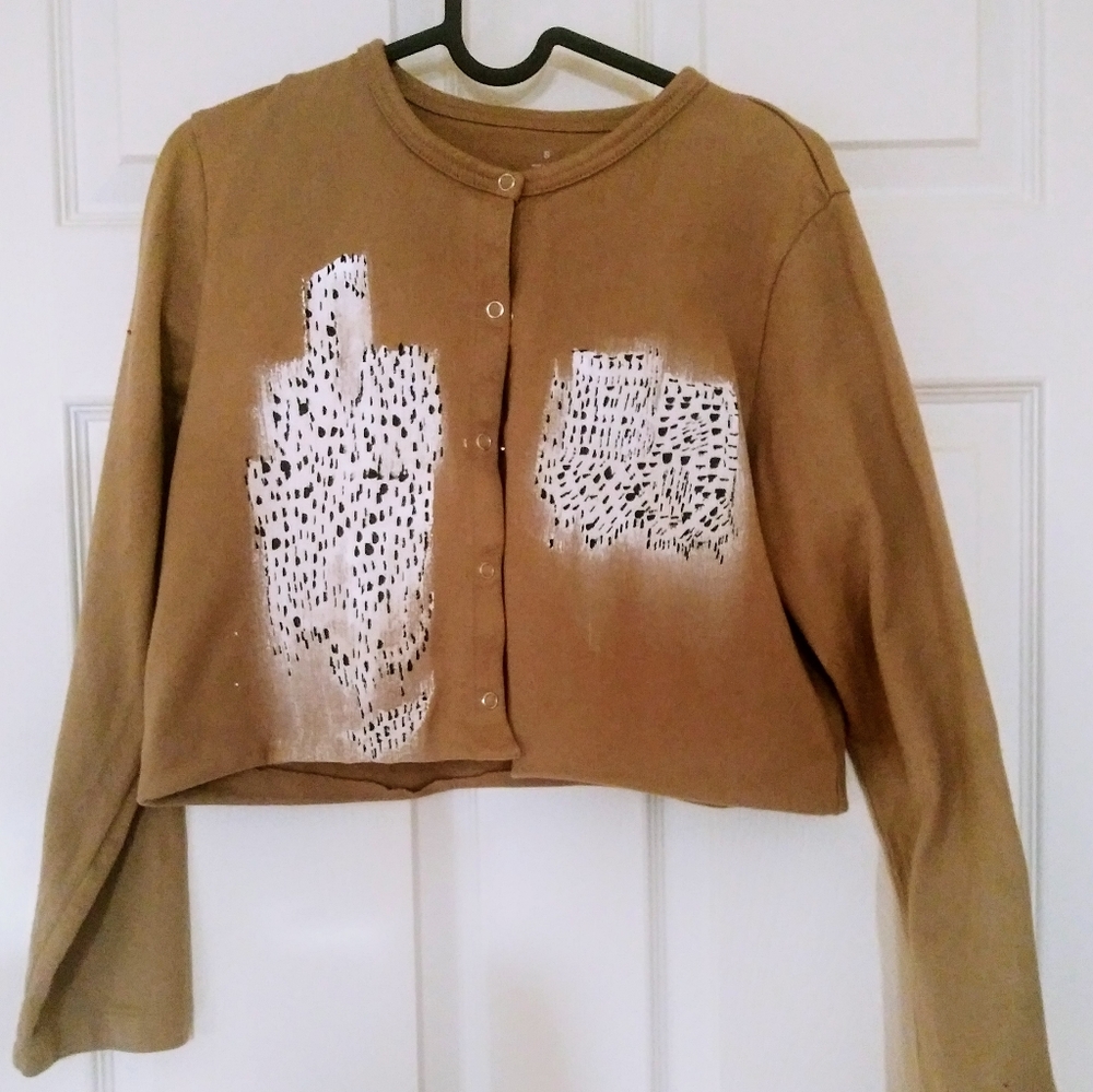Cropped hand-painted Uniqlo t-shirt cardigan